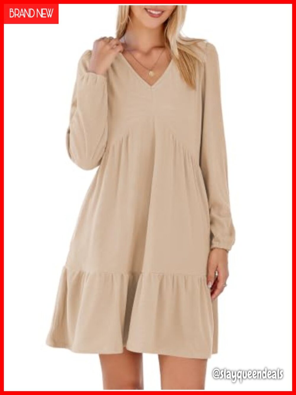 Ribbed Knit Sweater Dress V Neck Long Sleeve Ruffle Mini Dress